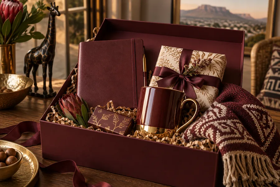 Illustrative gift hampers and curated gift sets arrangement